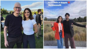 Navya Nanda Meets Apple's Tim Cook at Cupertino Event, Singer Armaan Malik Joins