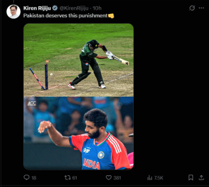India's Asia Cup Win: Minister Rijiju Justifies Bumrah's Taunt as 'Punishment' for Pakistan