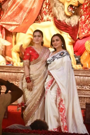 Kajol, Rani Mukerji and Ayan Mukerji share heartfelt moments at family Durga Puja, miss Deb Mukherjee during the festivities