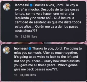 Lionel Messi Reacts to Jordi Alba's Retirement with Nostalgia and Humor
