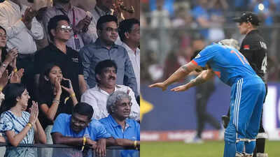 Virat Kohli bows to Sachin Tendulkar after breaking his record.