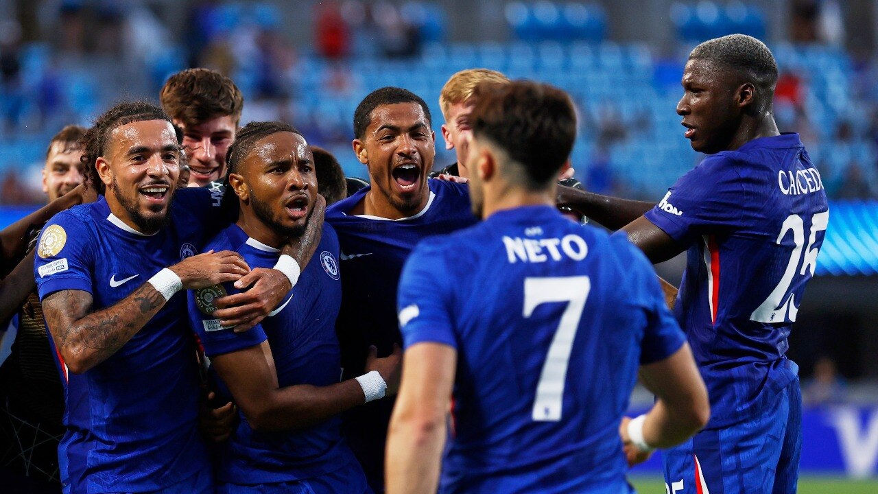 Chelsea players celebrate their Club World Cup victory