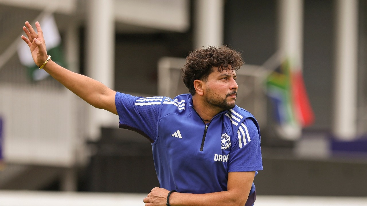 Kuldeep Yadav preparing to bowl