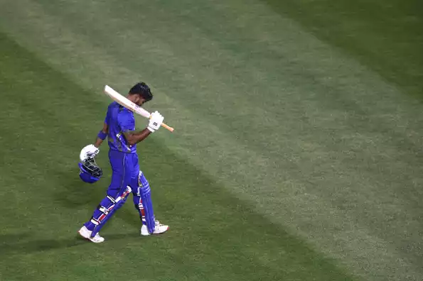 Monank Patel celebrates after a boundary