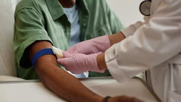 Illustration of early cancer detection through a blood test.