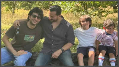 Saif Ali Khan and his sons Ibrahim, Taimur, and Jeh enjoy a park day