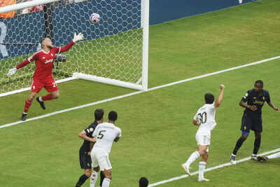 Gonzalo Garcia celebrates his goal against Juventus