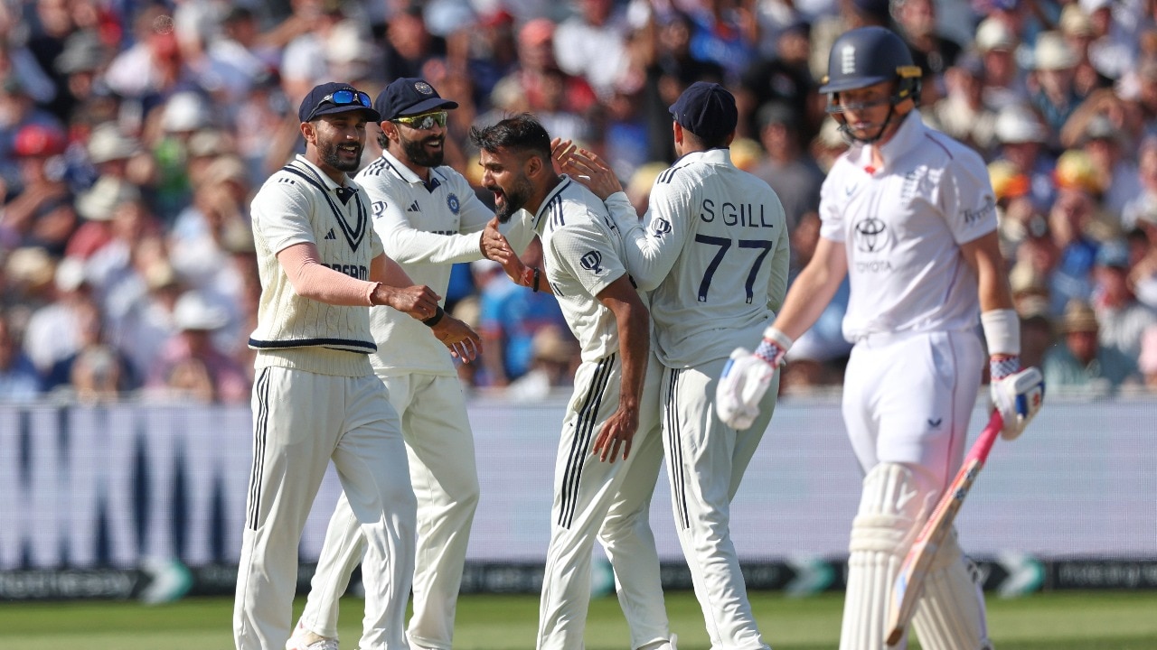 Akash Deep celebrates a wicket