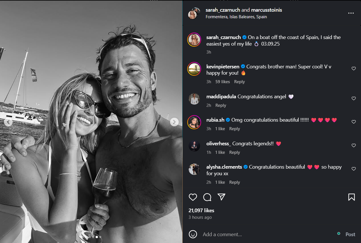 Marcus Stoinis and Sarah Czarnuch